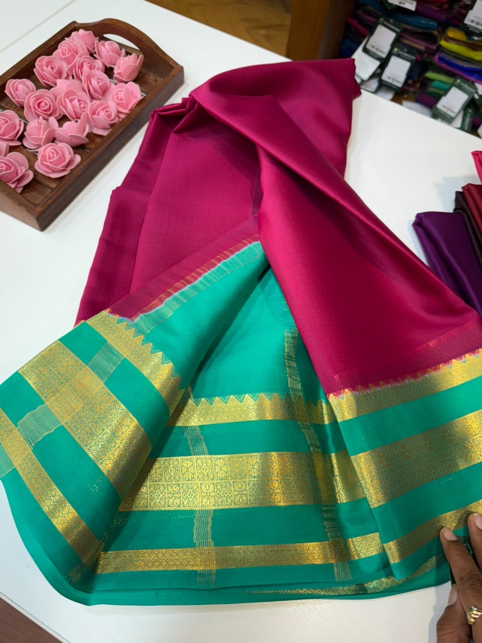 Mysore silk sarees light weight pattern