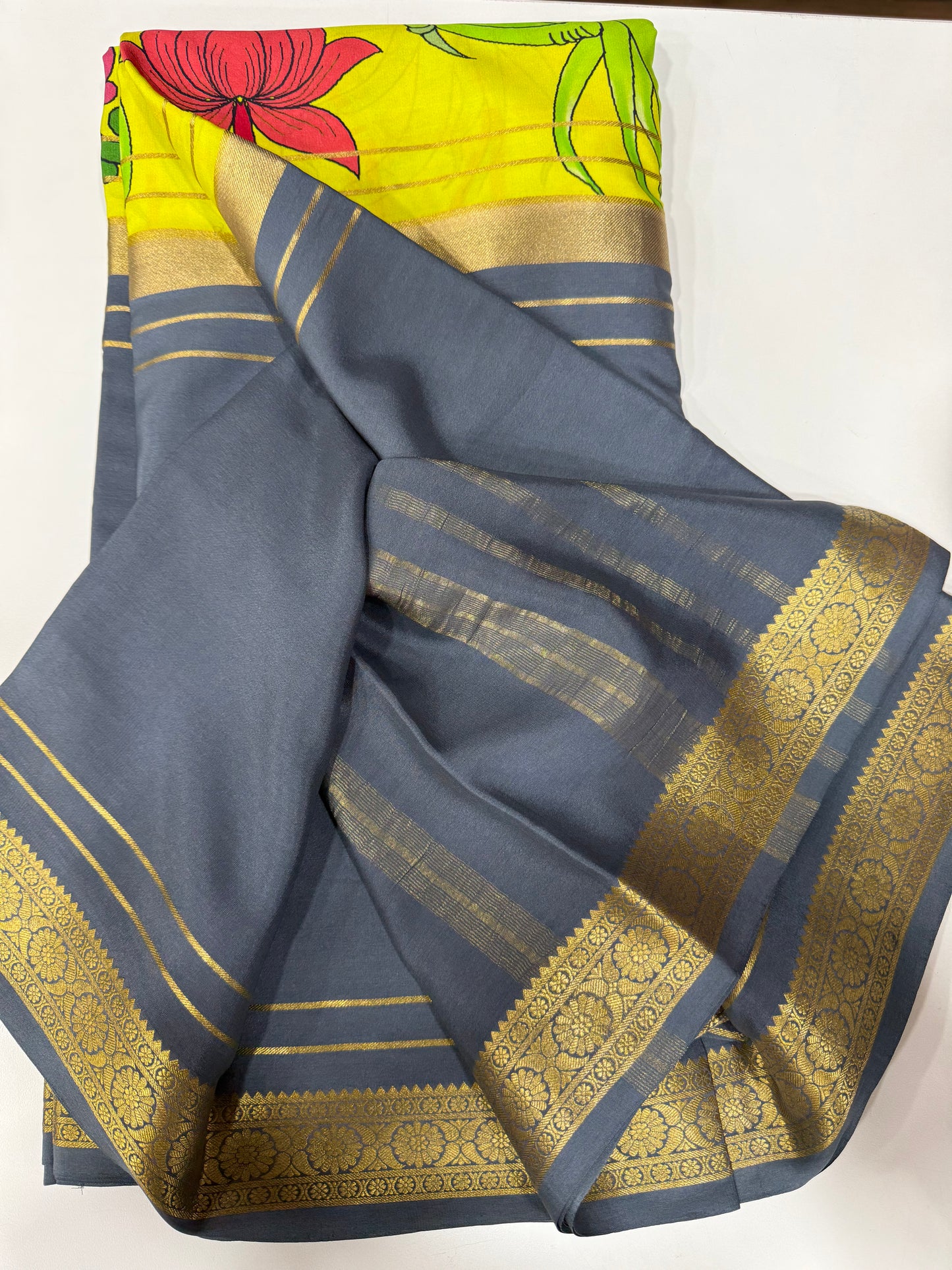 Printed Mysore silk saree