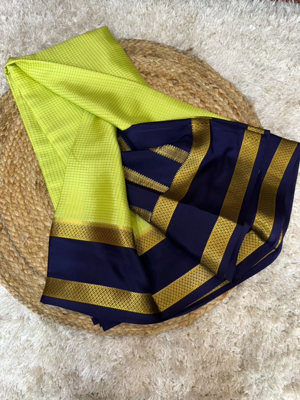 Mysore silk sarees checks pattern