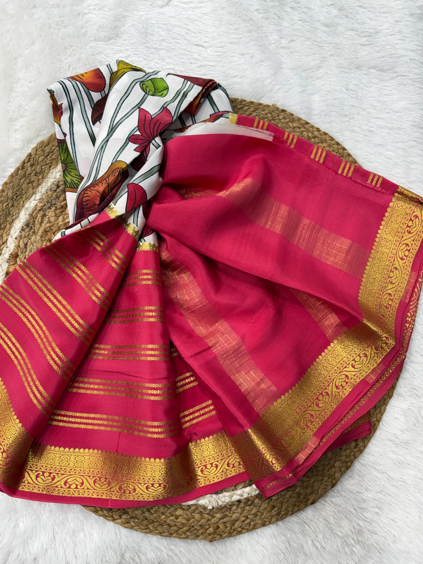 Printed Mysore silk saree