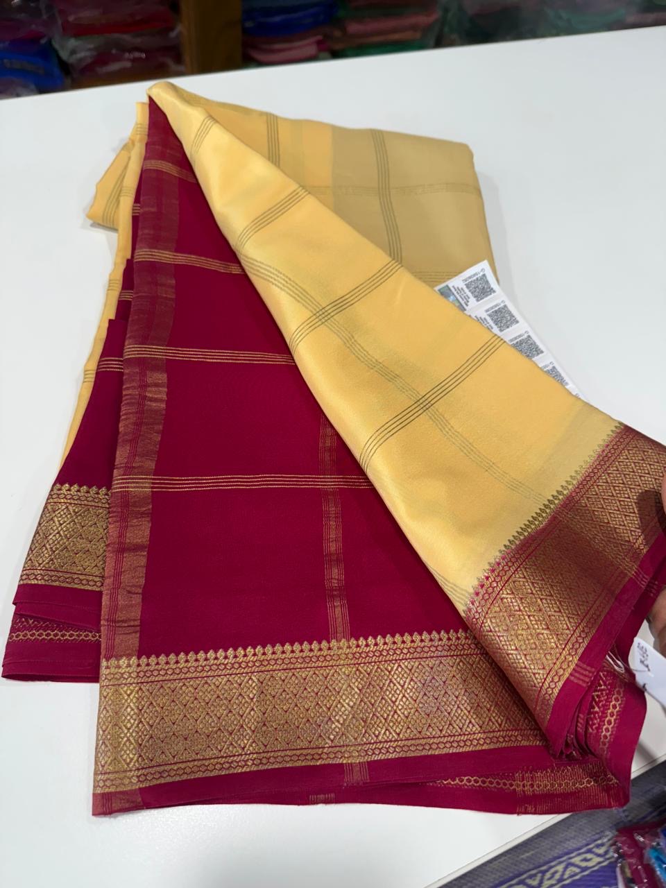 ❤️Traditional border in gold lace Zari Mysore silk sarees ❤️