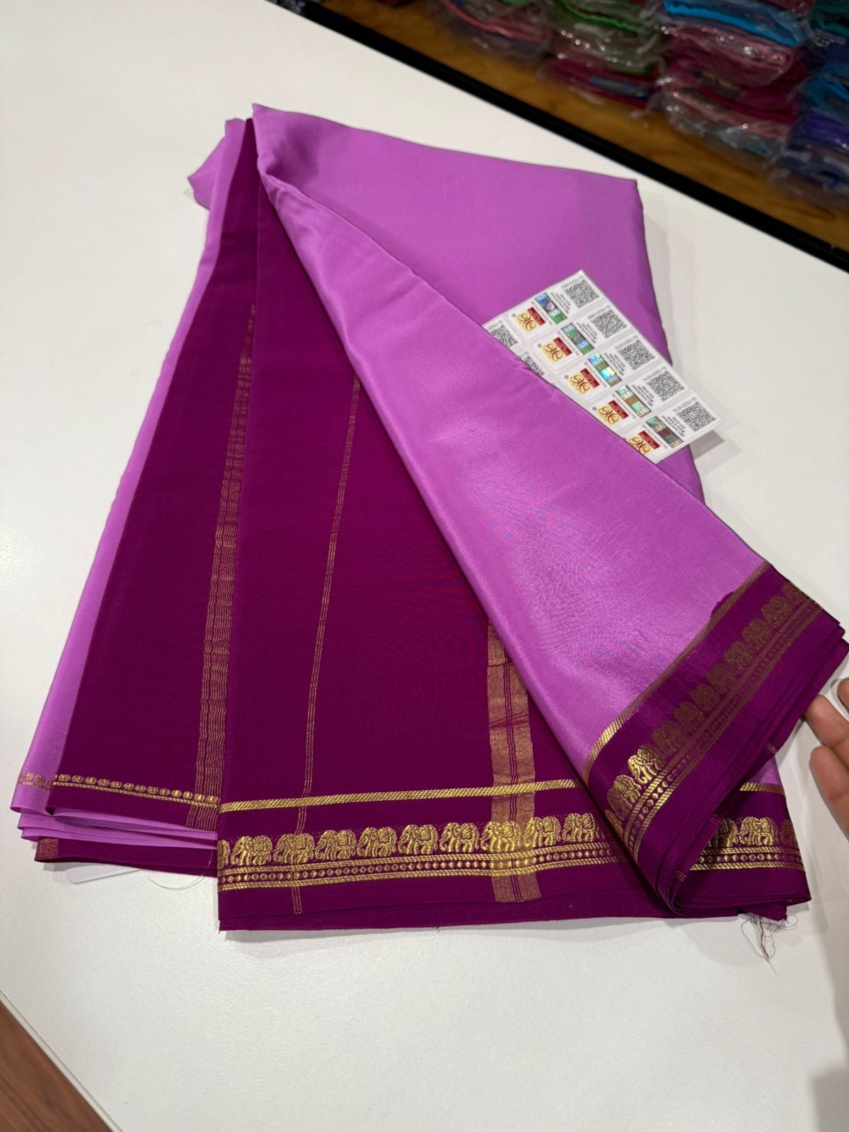 Pure Zari elephant contrast border