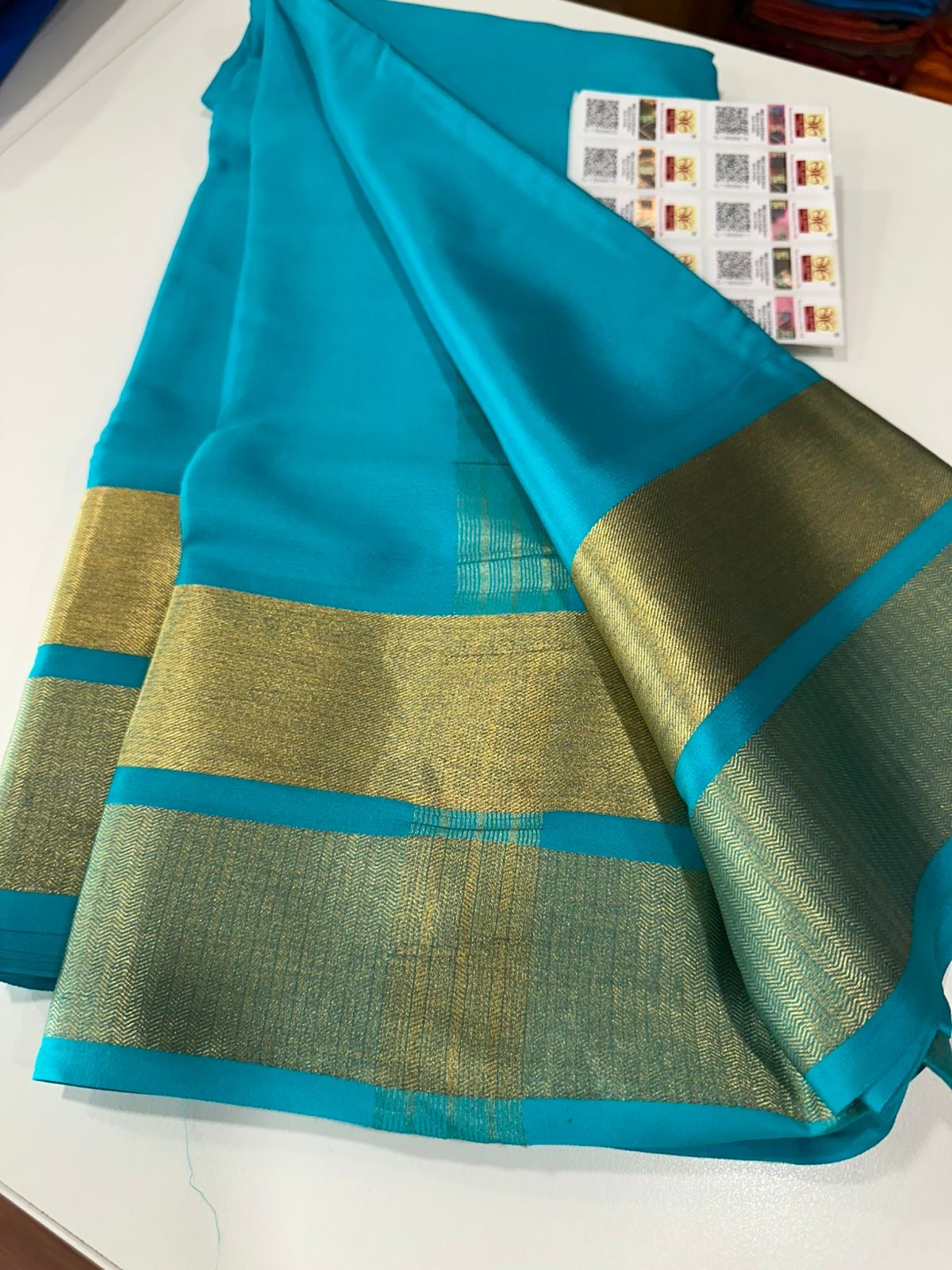 New big Bentex border mysore silk sarees with elegant self colors