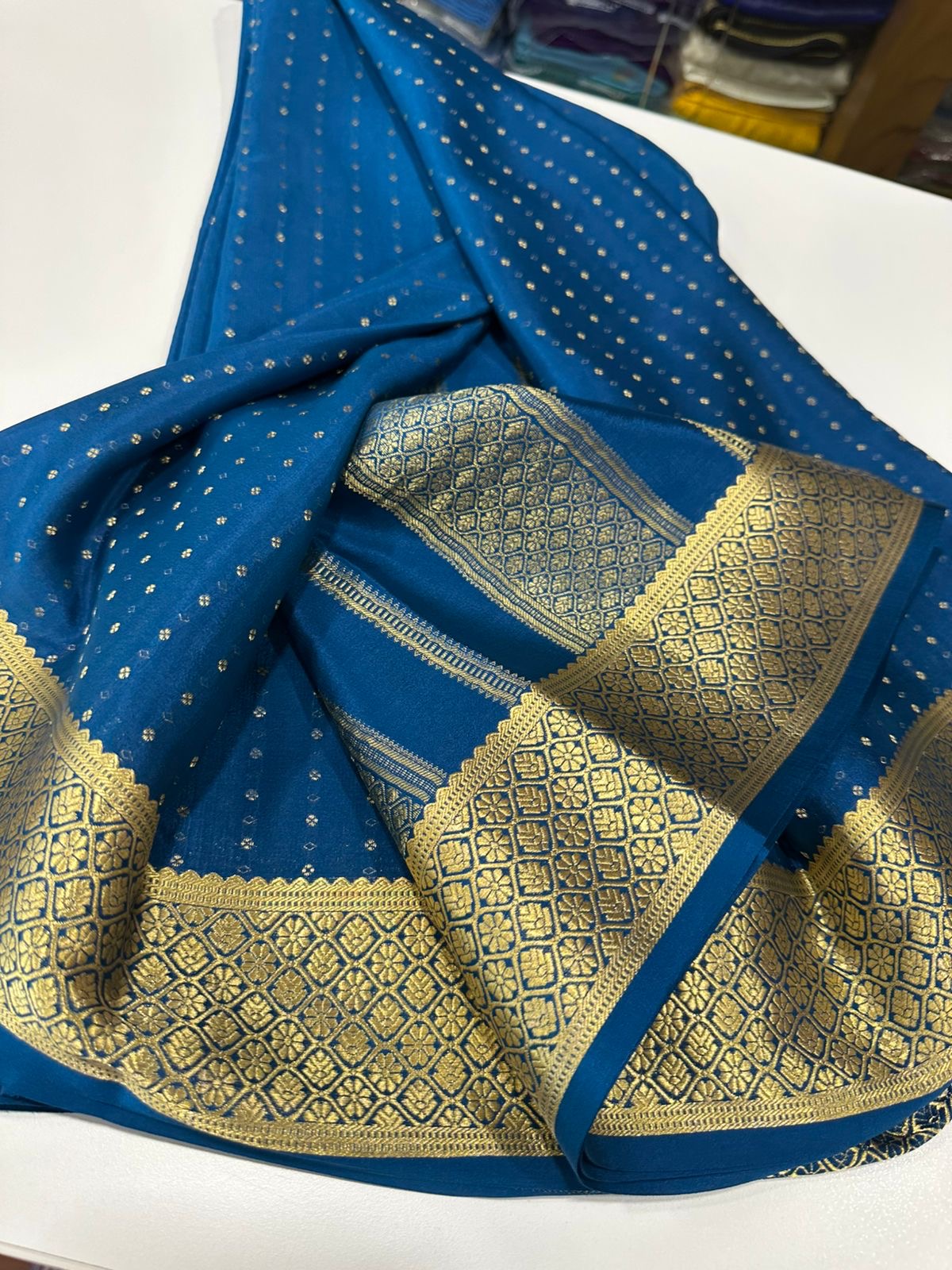 Motif pattern mysore silk sarees