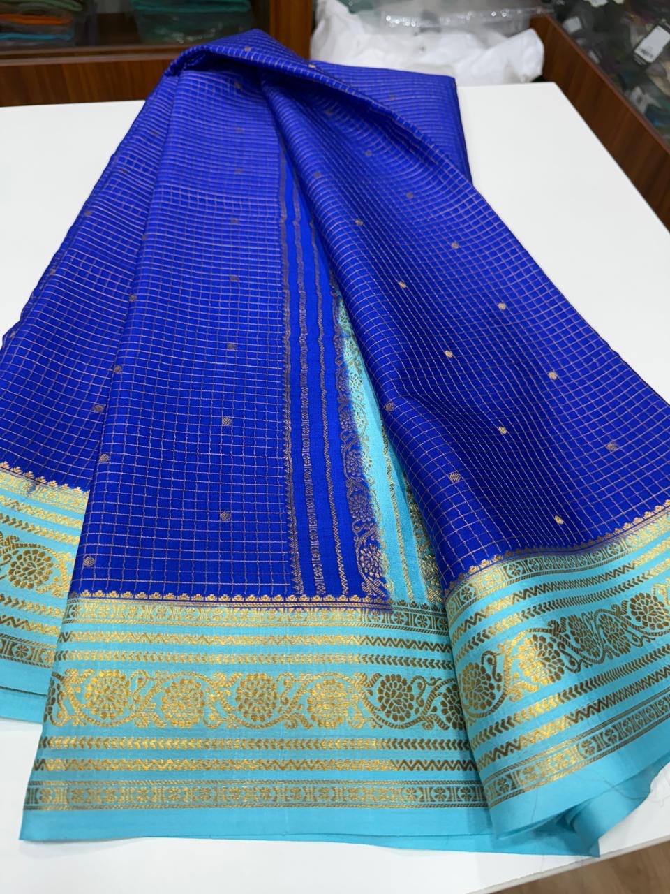 Mysore silk sarees contrast checks