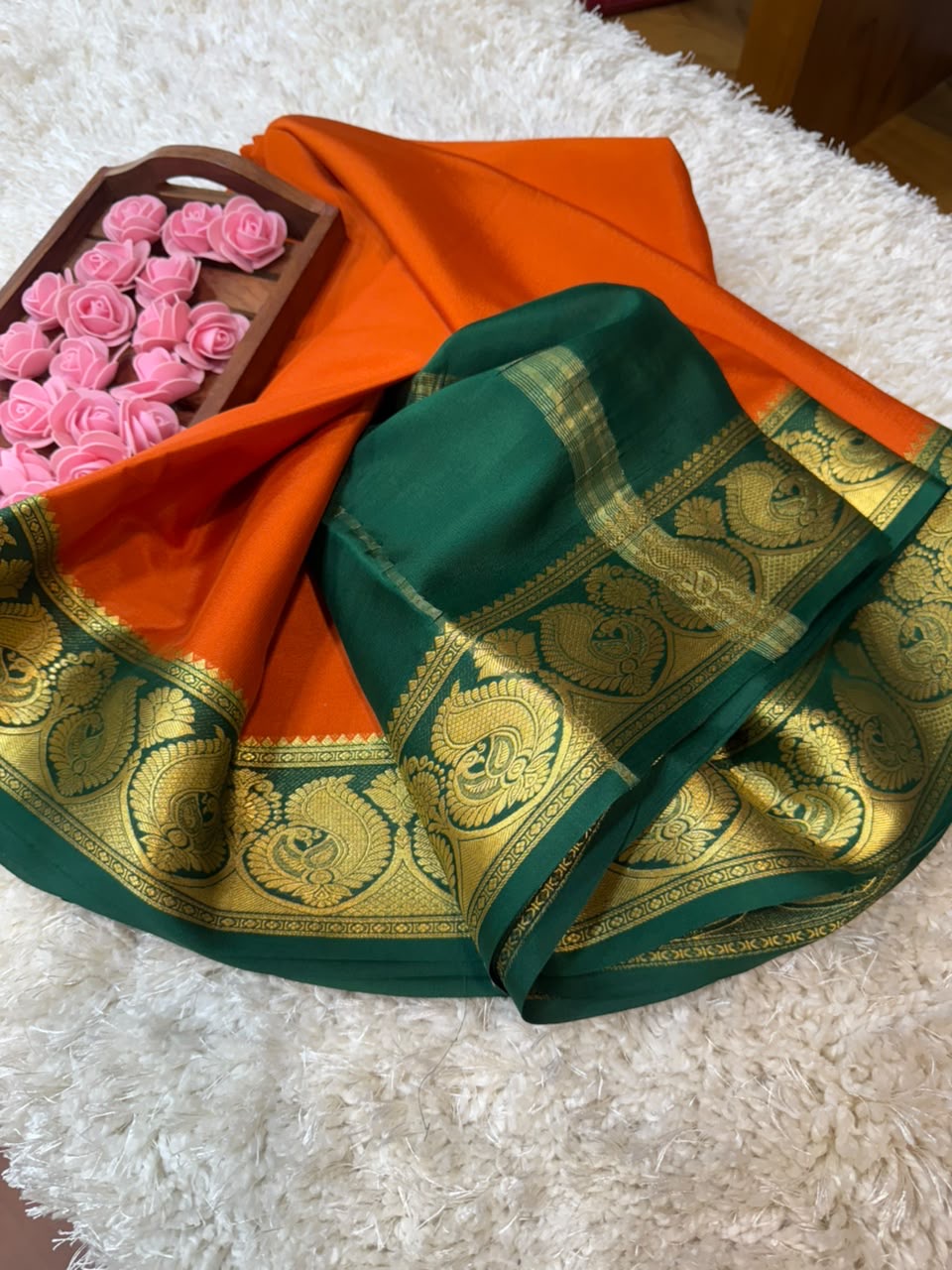 Mysore silk sarees contrast pattern