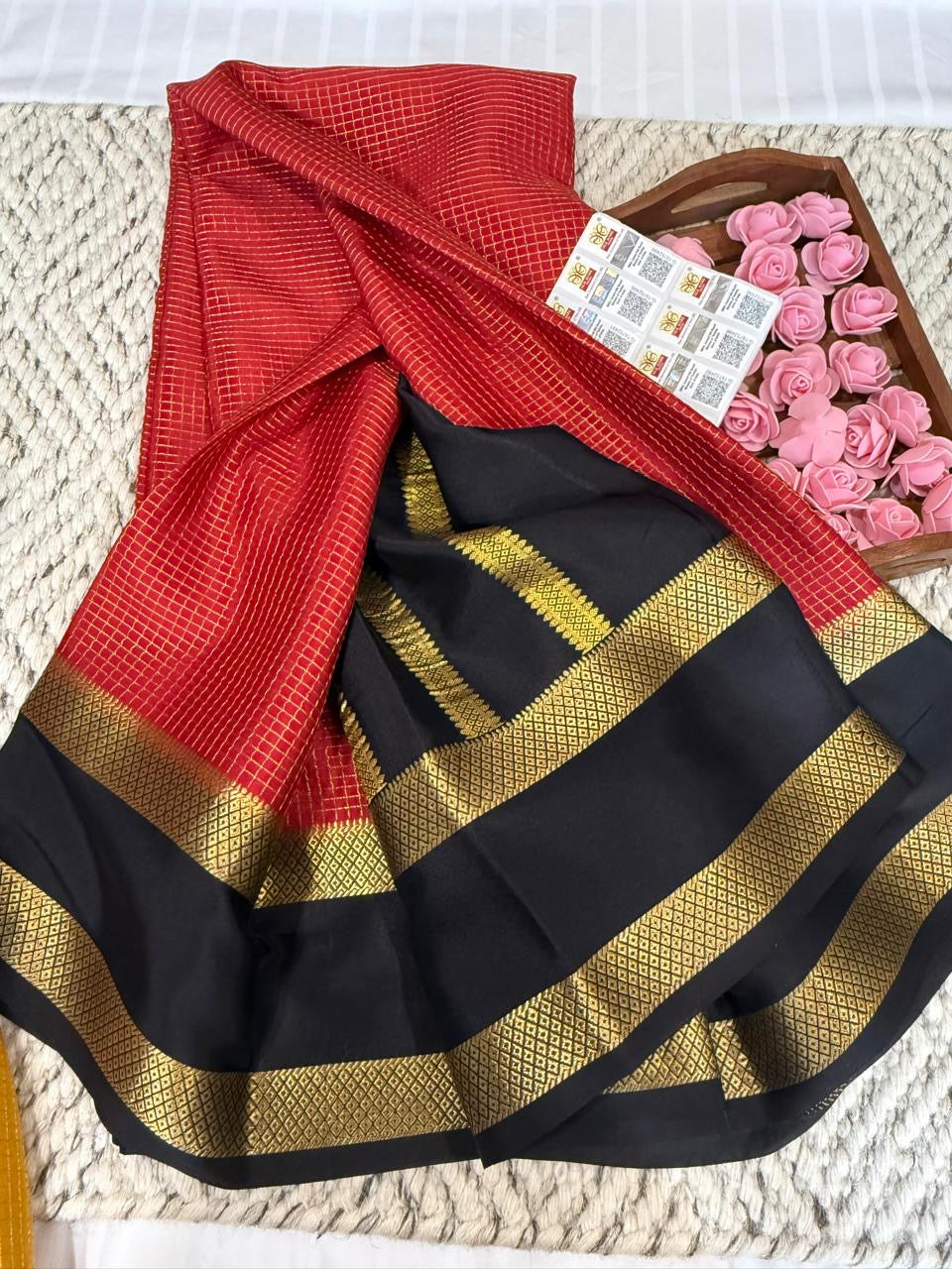 Mysore silk sarees checks pattern
