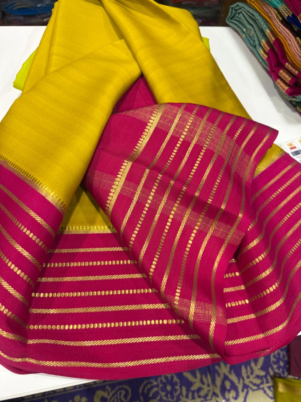 Mysore silk sarees contrast pattern