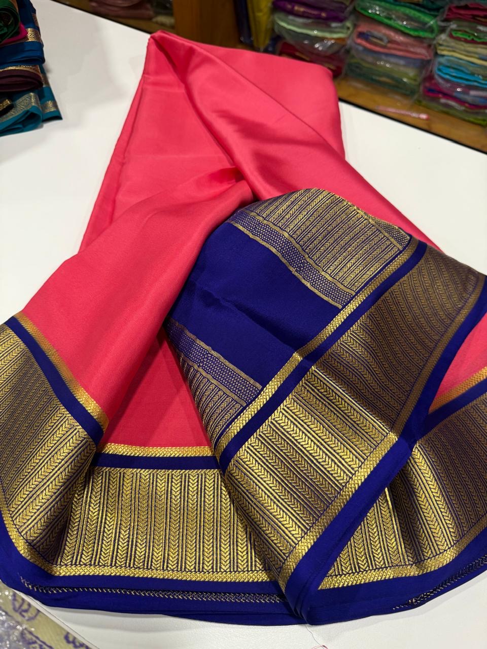 Mysore silk saree contrast border