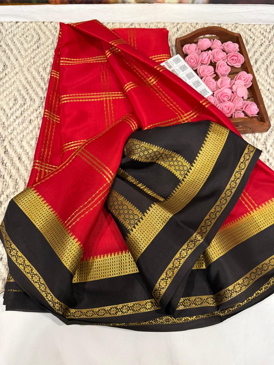 Mysore silk sarees checks pattern