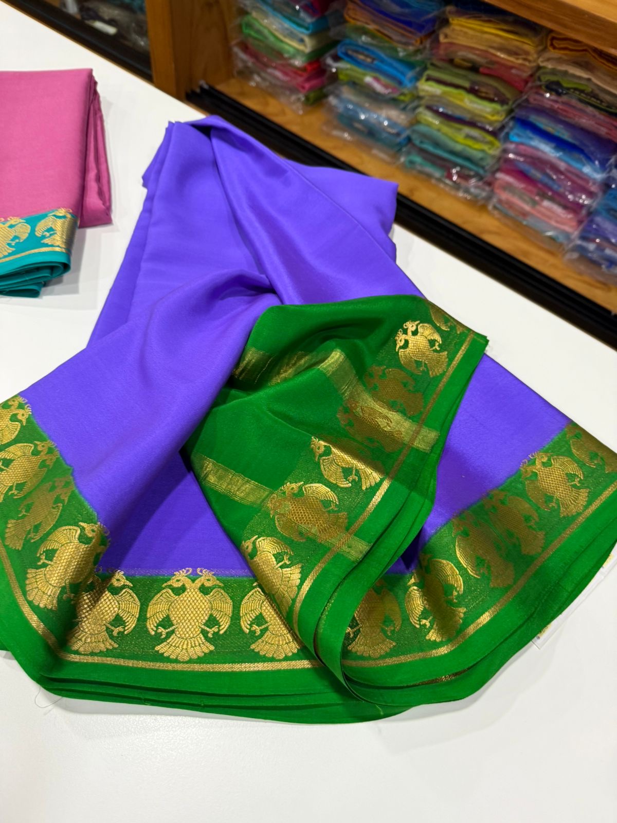 Mysore silk saree contrast pattern