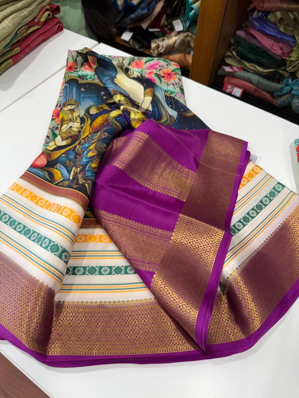 😍Digital print mysore silk sarees 😍