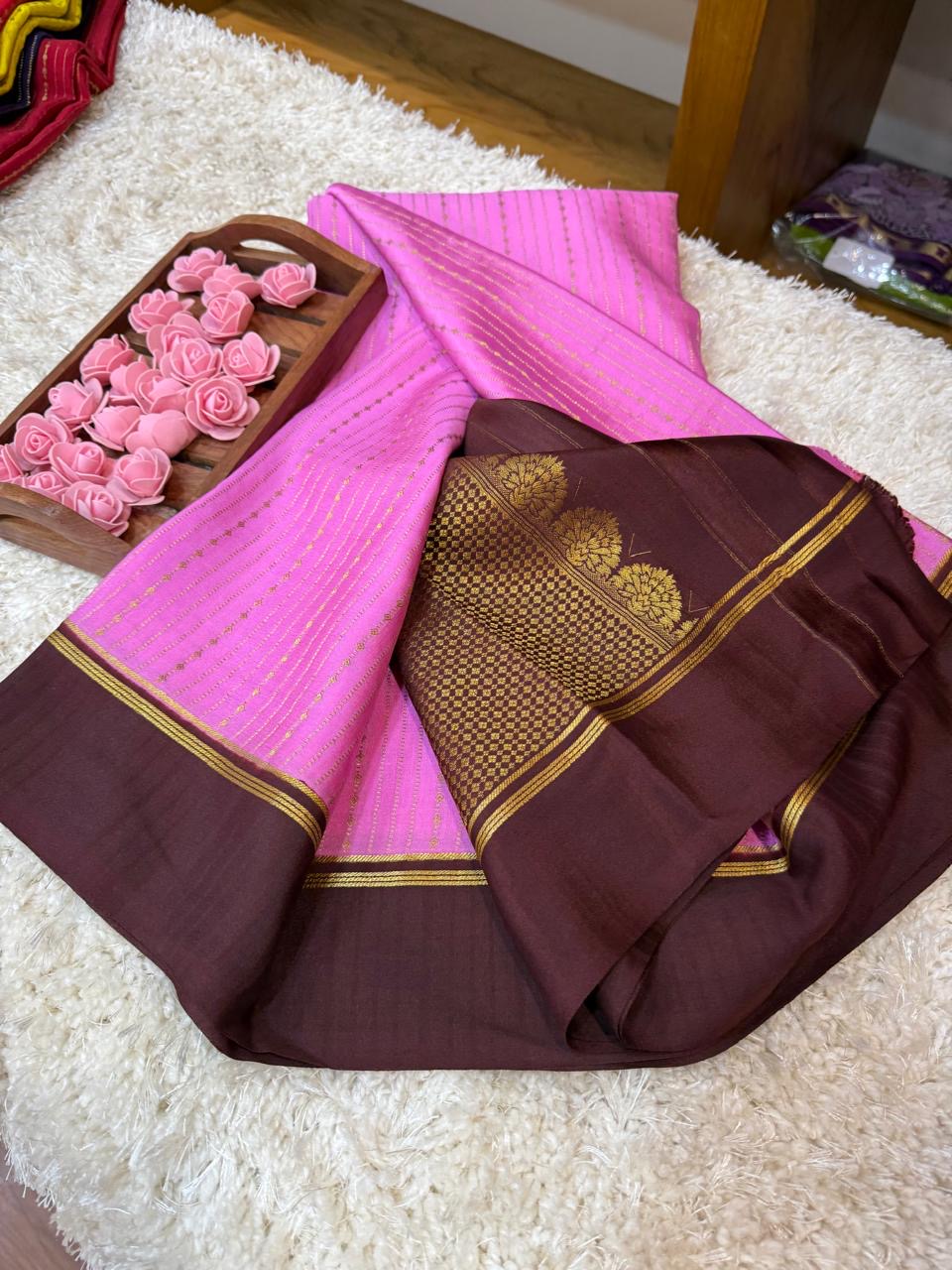 Mysore silk sarees contrast pattern