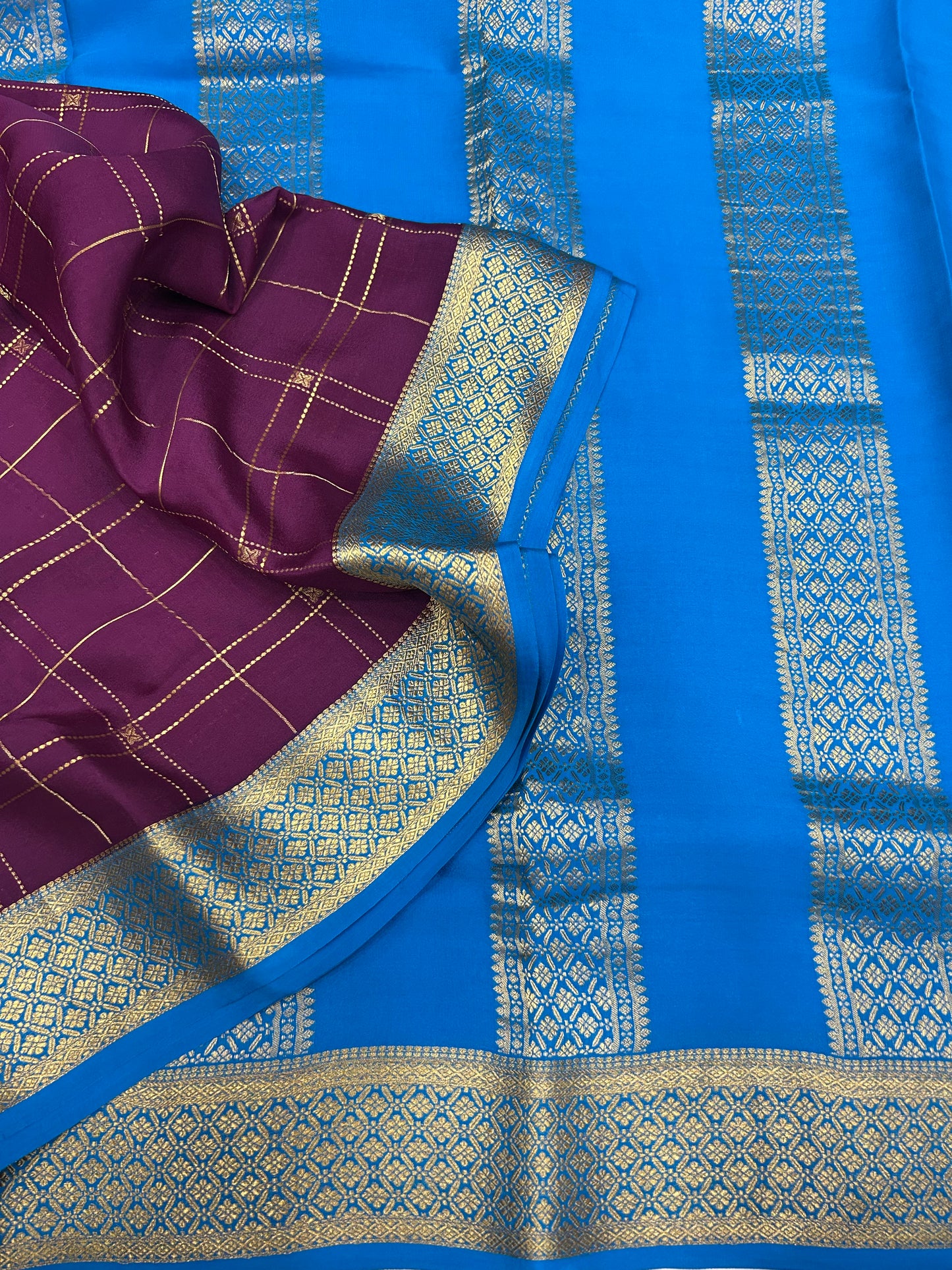 Mysore silk contrast checks