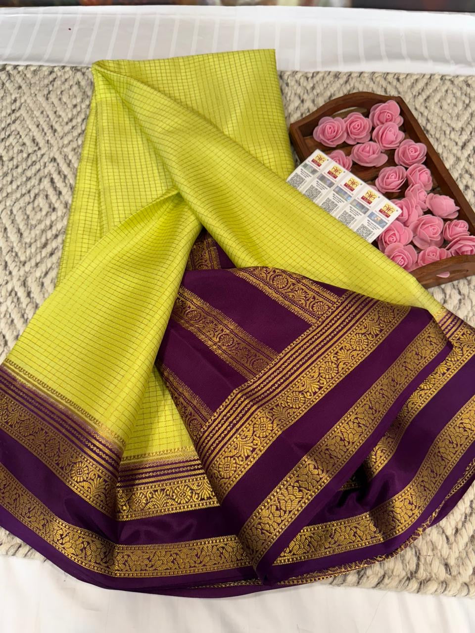 Mysore silk sarees checks pattern