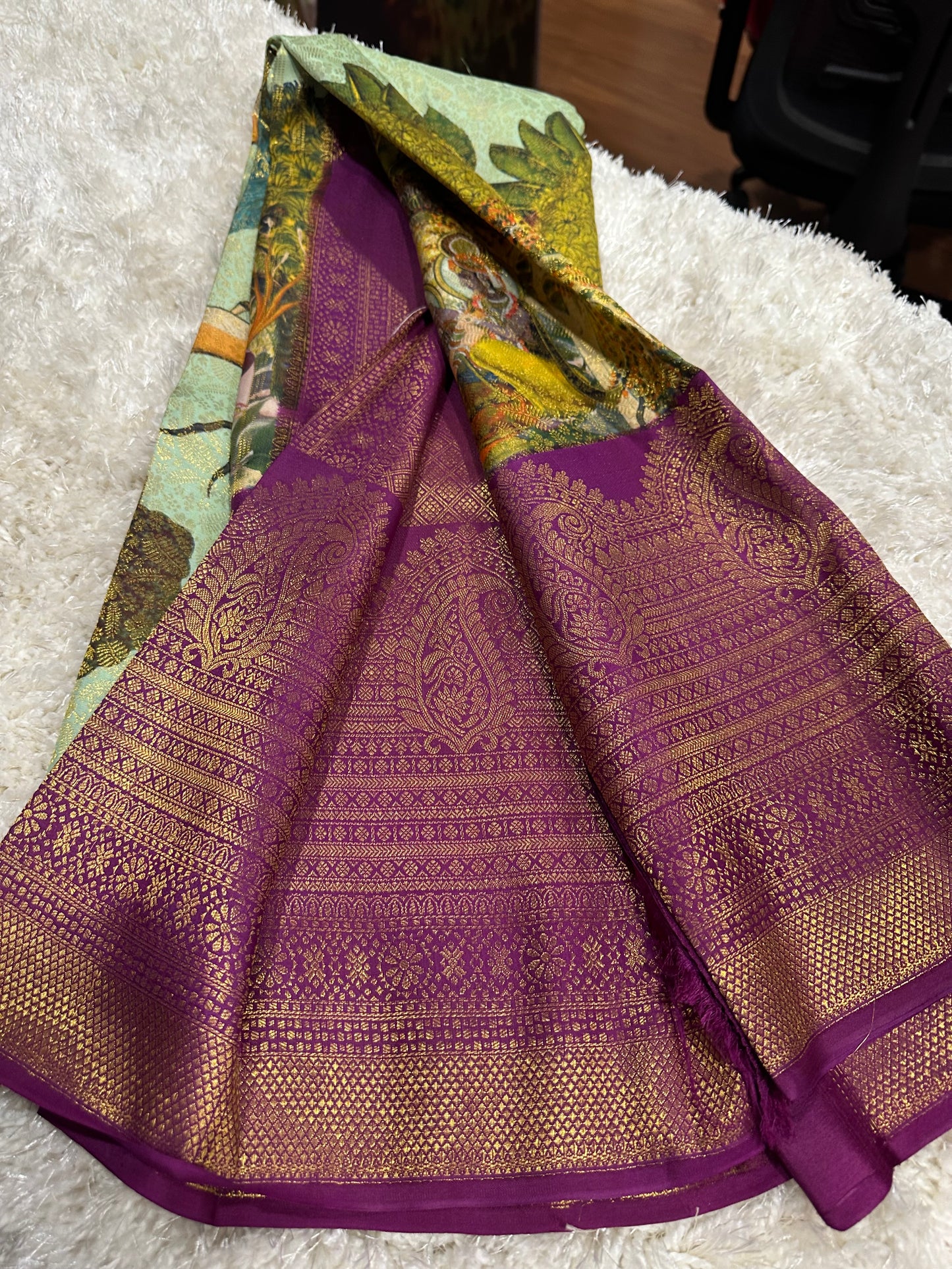 Pure digital print Kanjivaram silk sarees