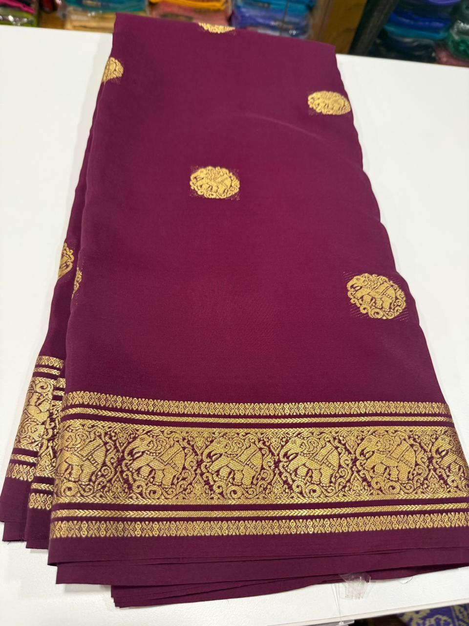 Pure zari Mysore silk saree elephant butta