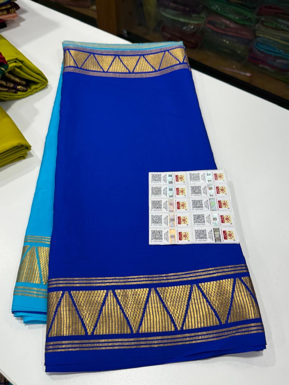 Mysore silk saree half and half pattern