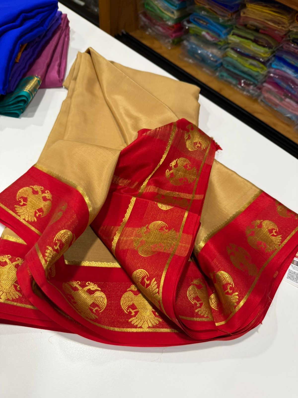 Mysore silk saree contrast pattern