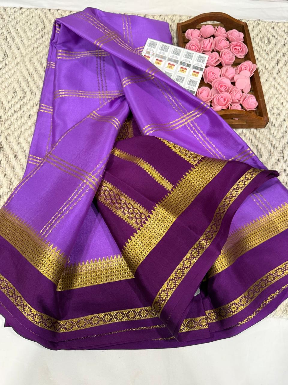 Mysore silk sarees checks pattern