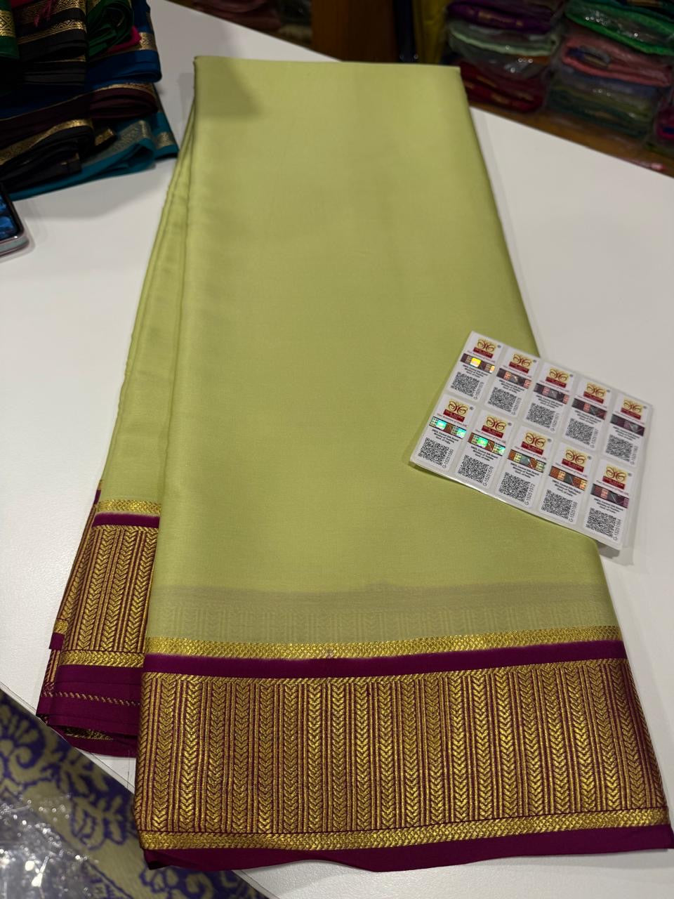 Mysore silk saree contrast border
