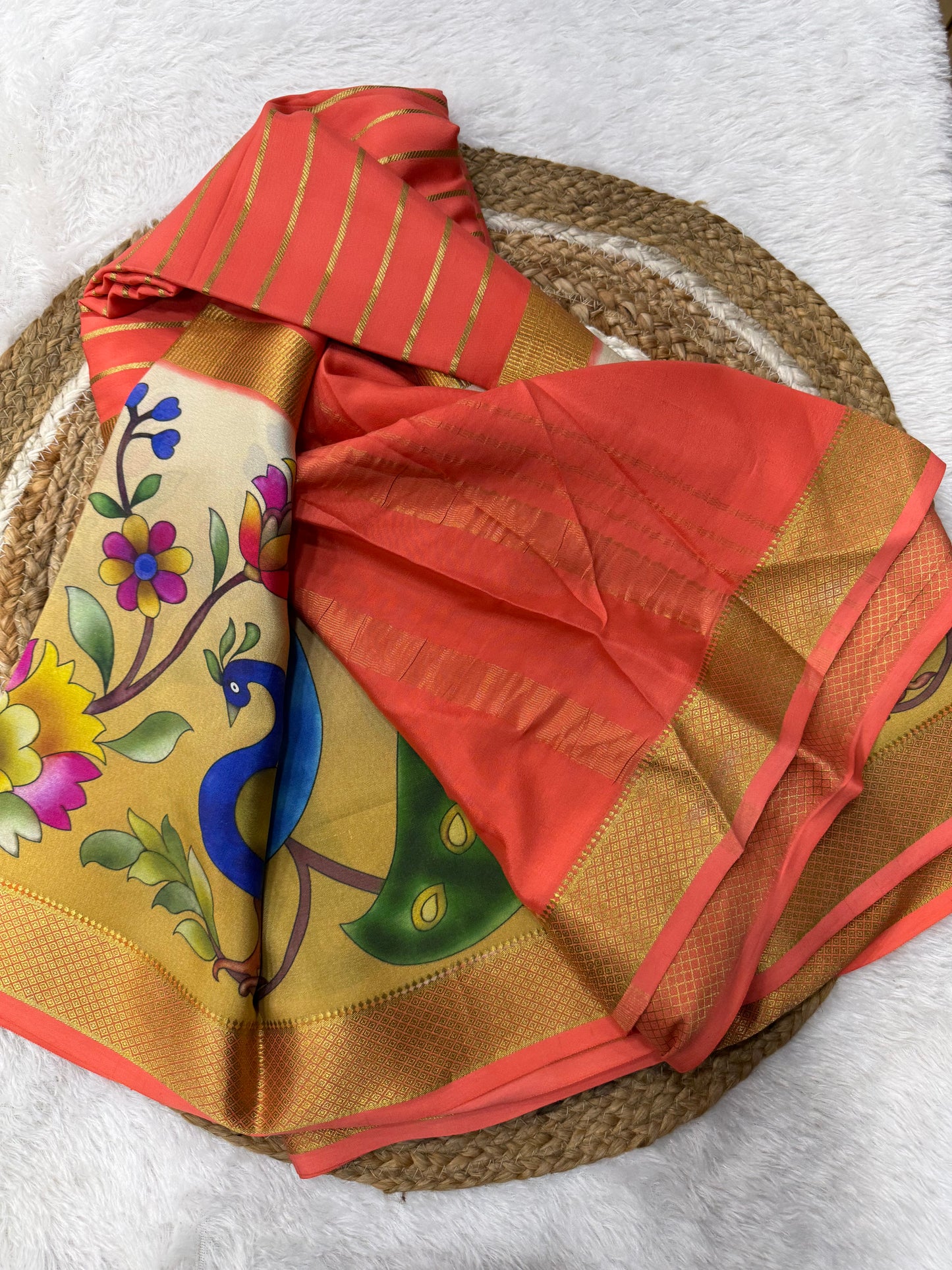 Printed Mysore silk saree