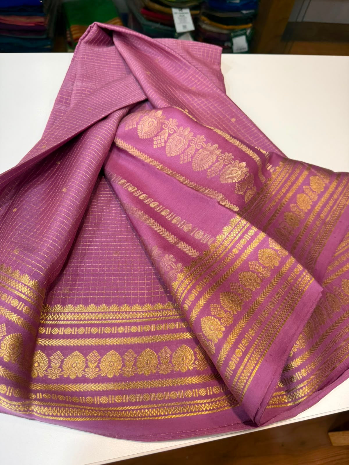 Mysore silk sarees checks pattern