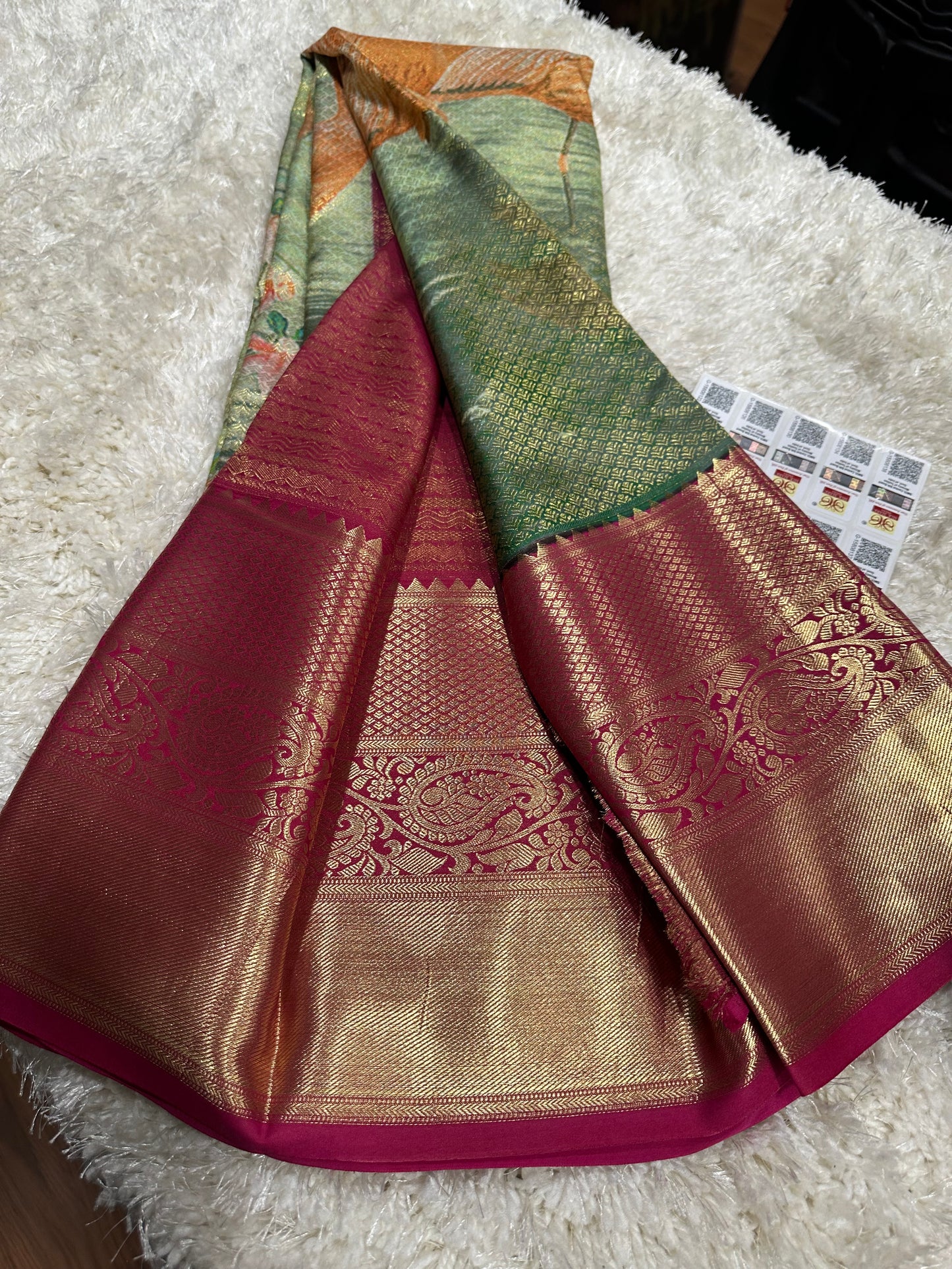 Pure digital print Kanjivaram silk sarees