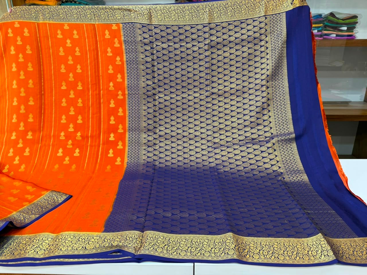 Mysore silk sarees contrast pattern