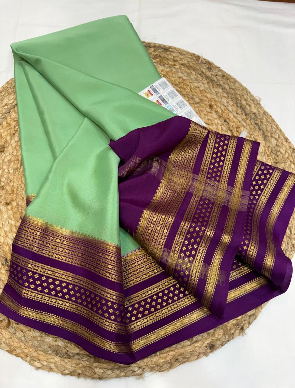 Mysore silk sarees contrast pattern