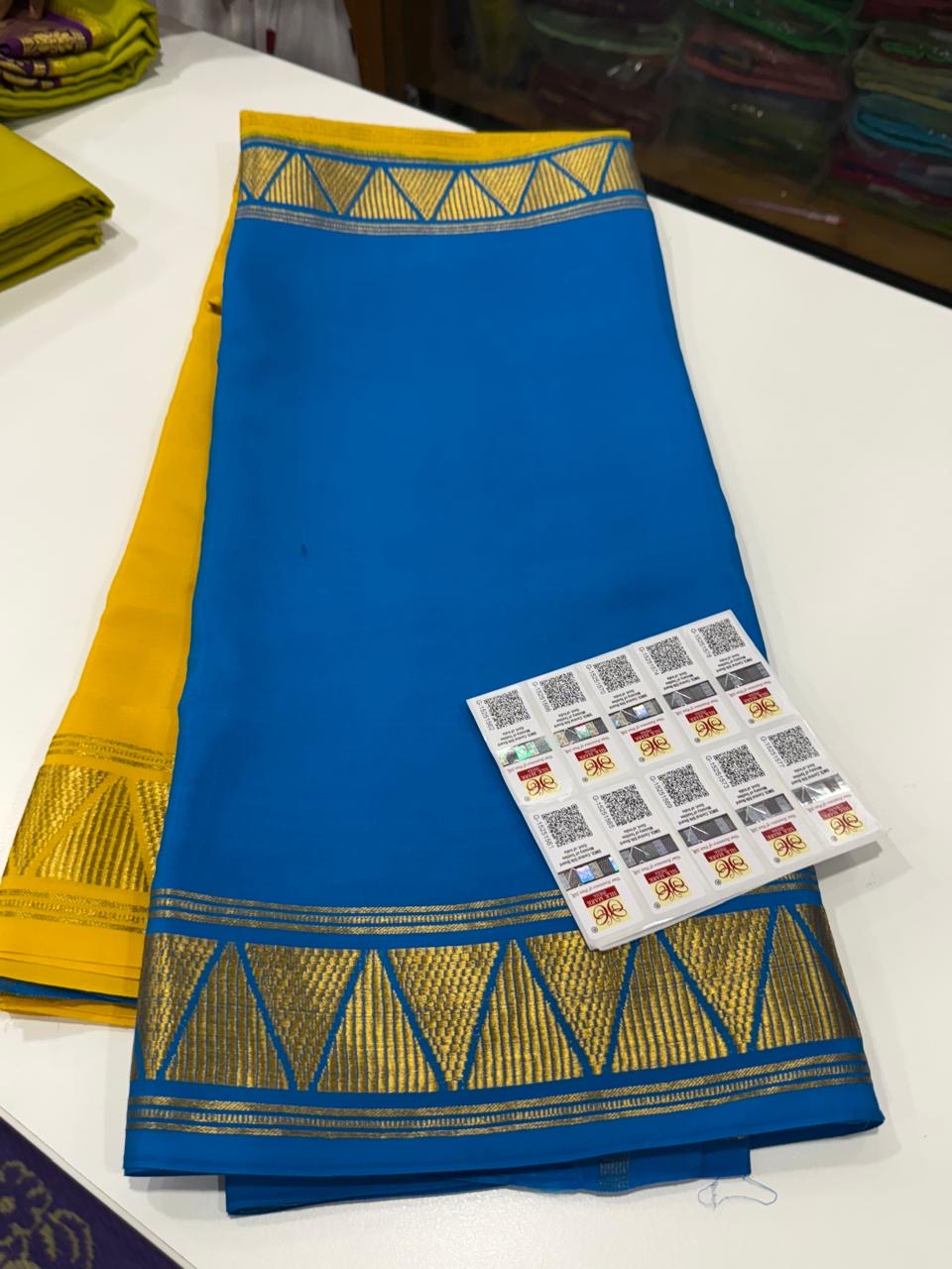 Mysore silk saree half and half pattern