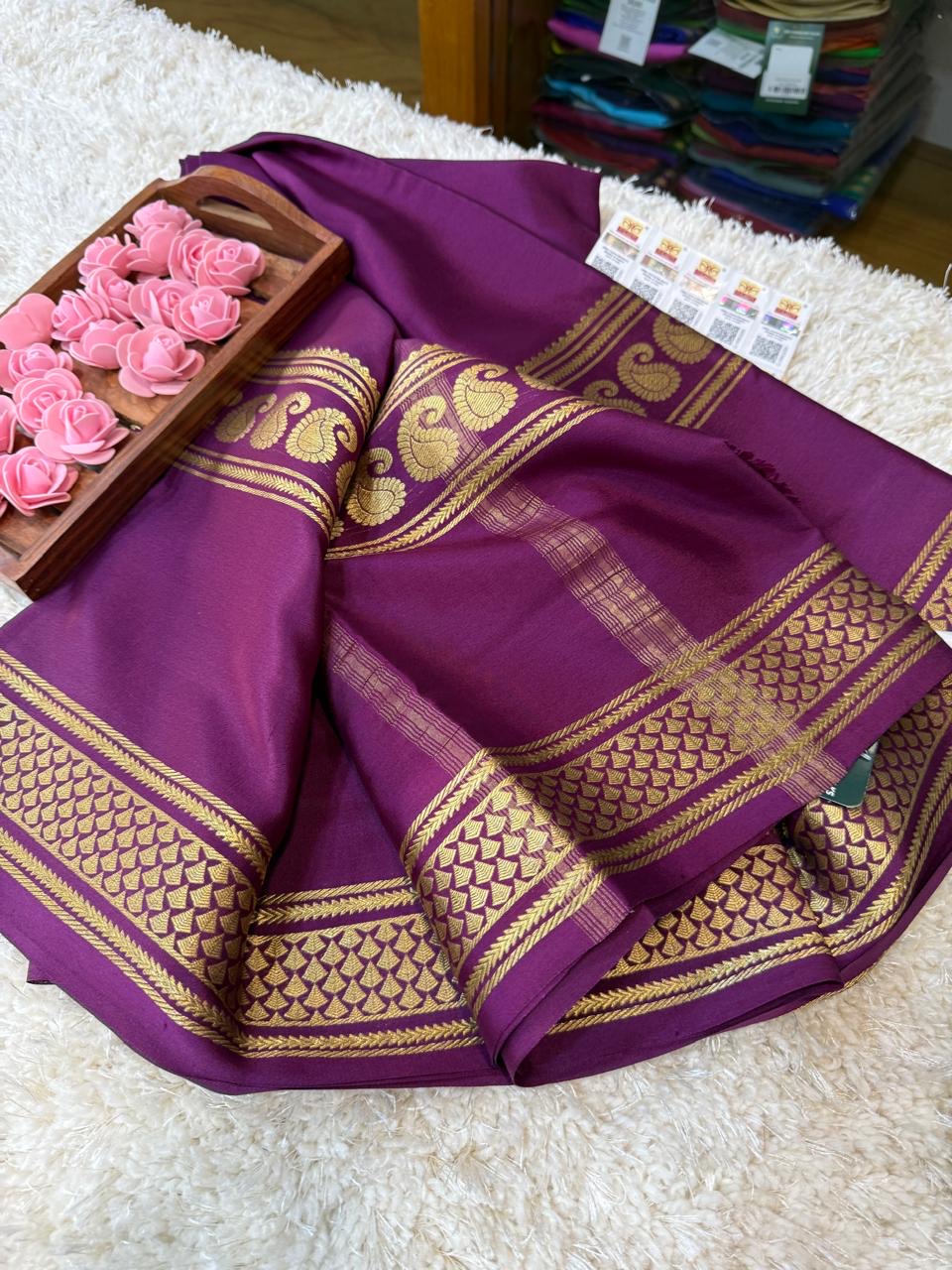 Mysore silk sarees self pattern