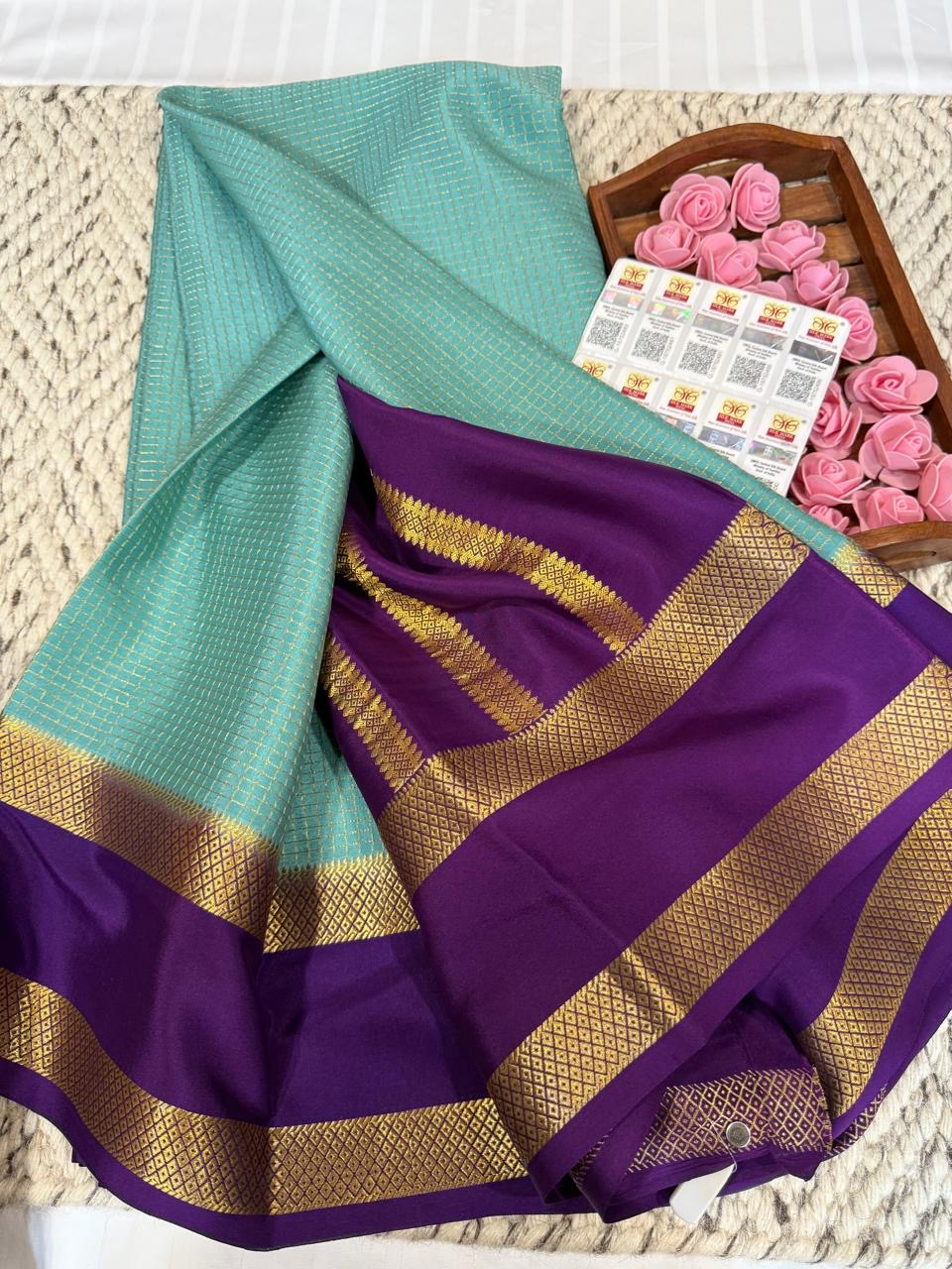 Mysore silk sarees checks pattern
