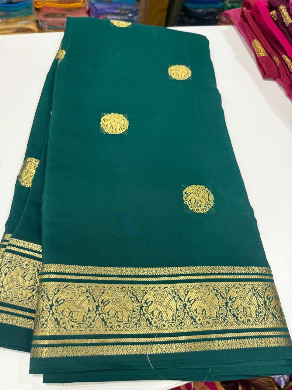 Pure zari Mysore silk sarees elephant butta