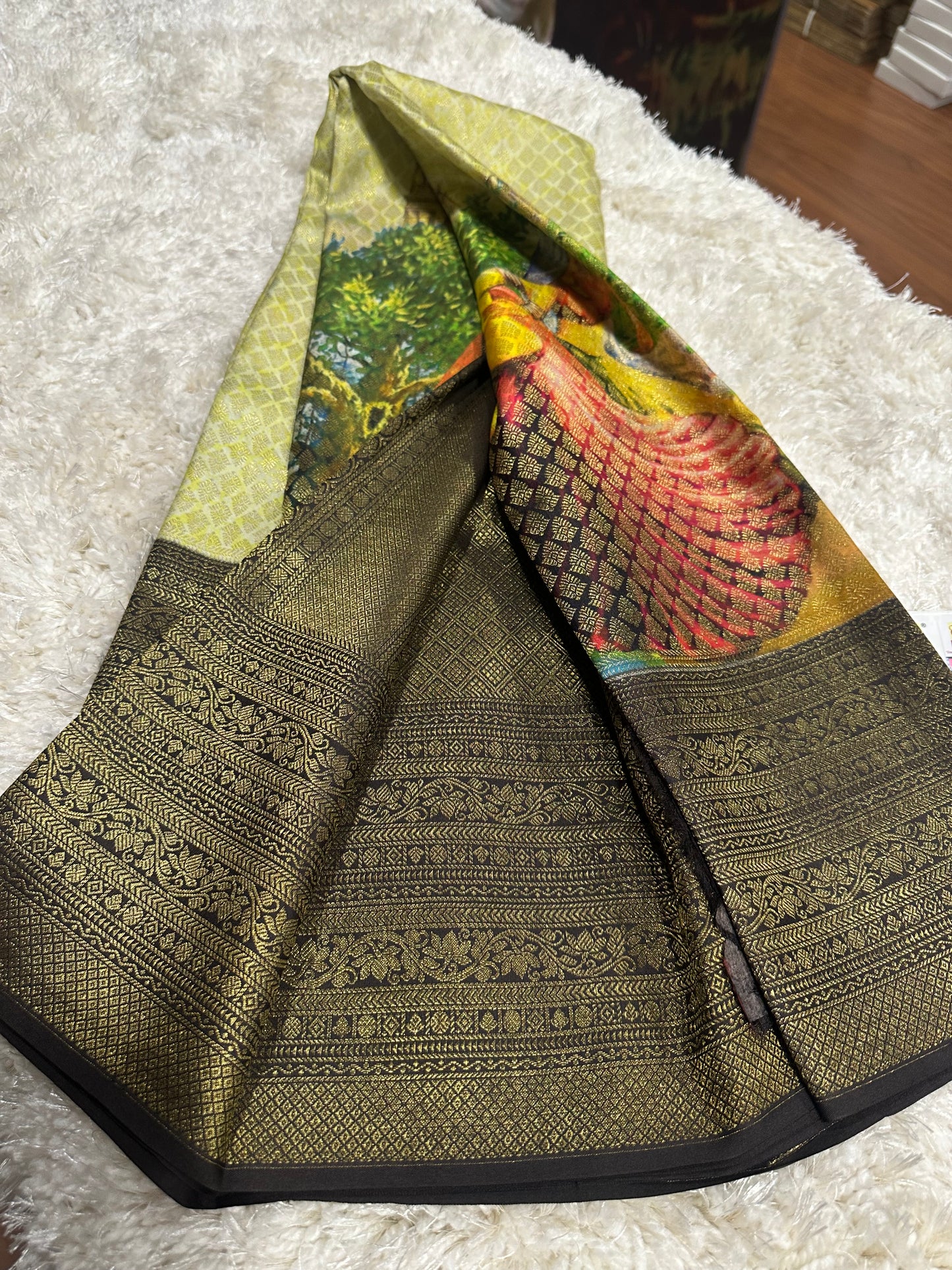 Pure digital print Kanjivaram silk sarees