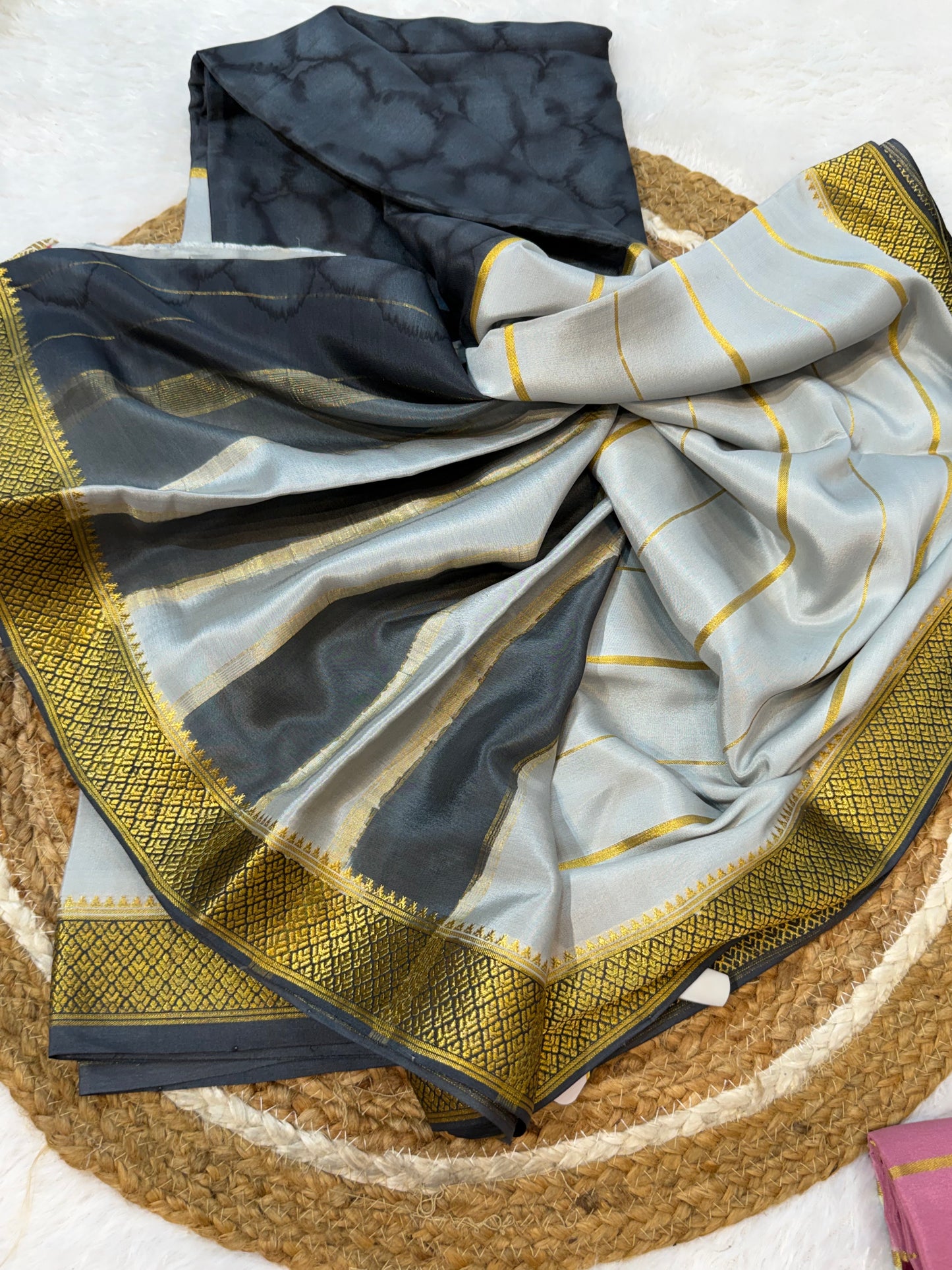 Printed Mysore silk saree