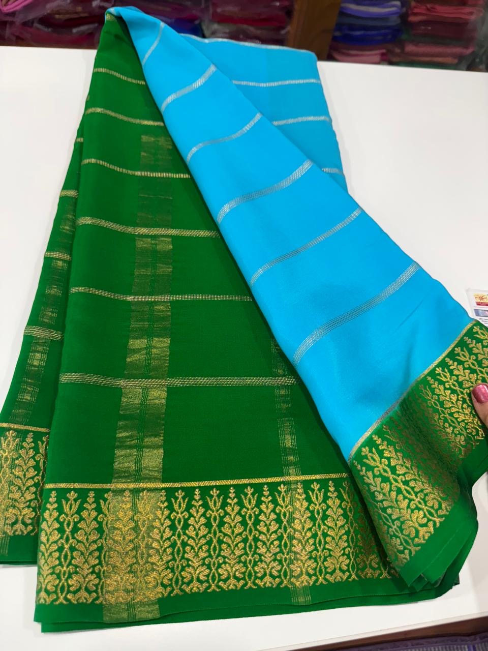 ❤️Traditional border in gold lace Zari Mysore silk sarees ❤️