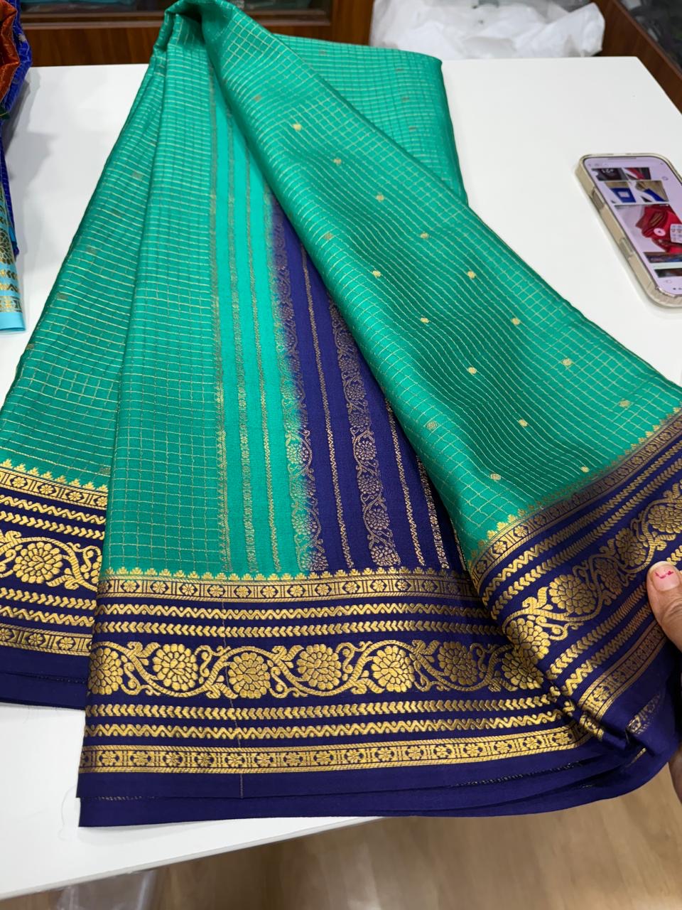 Mysore silk sarees contrast checks