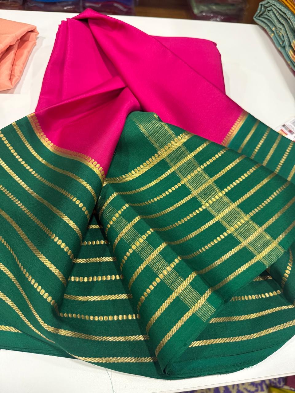 Mysore silk sarees contrast pattern