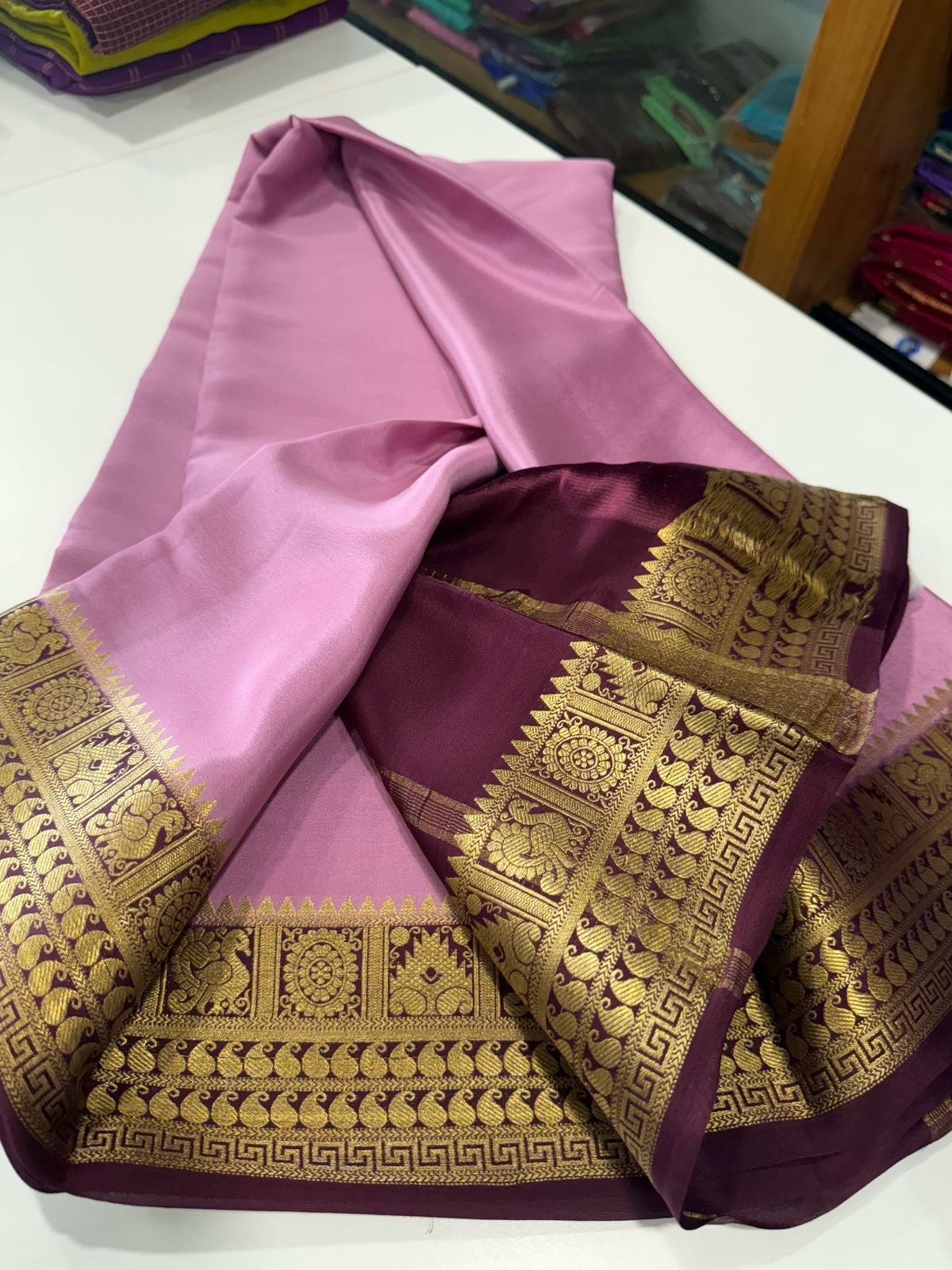 Traditional pattern mysore silk sarees with elegant color combinations