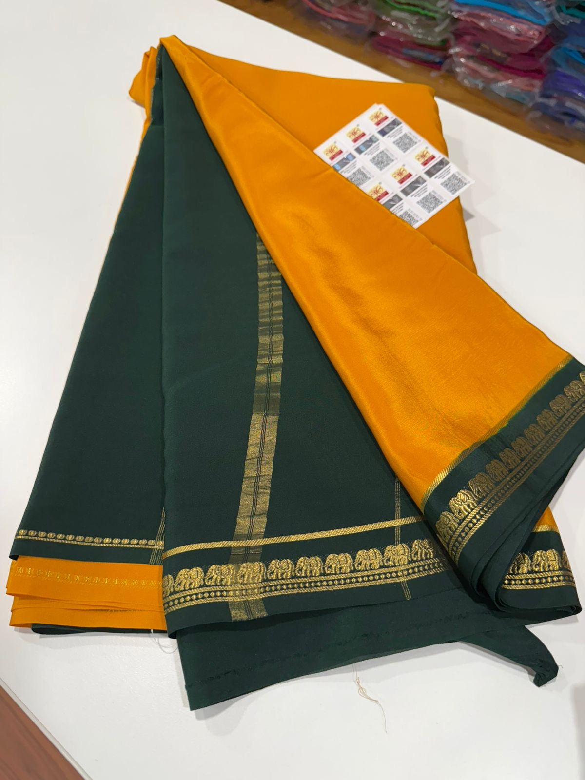Pure Zari elephant contrast border