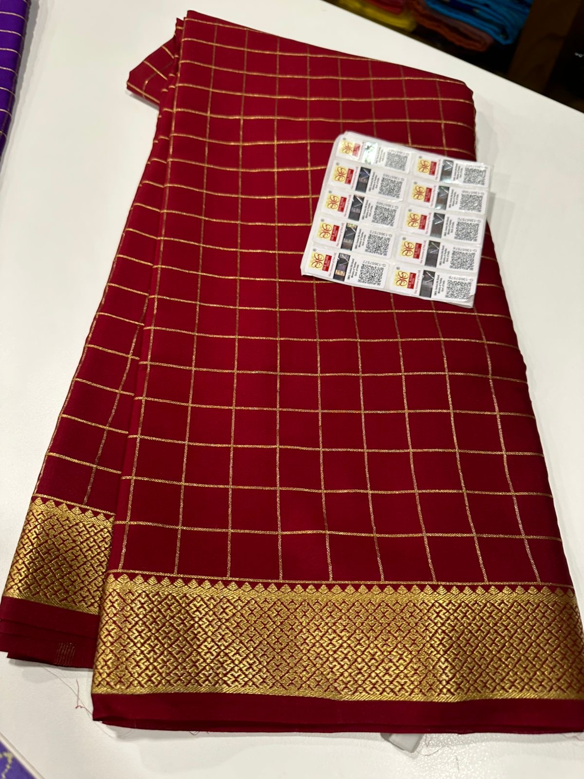 Checks pattern mysore silk sarees