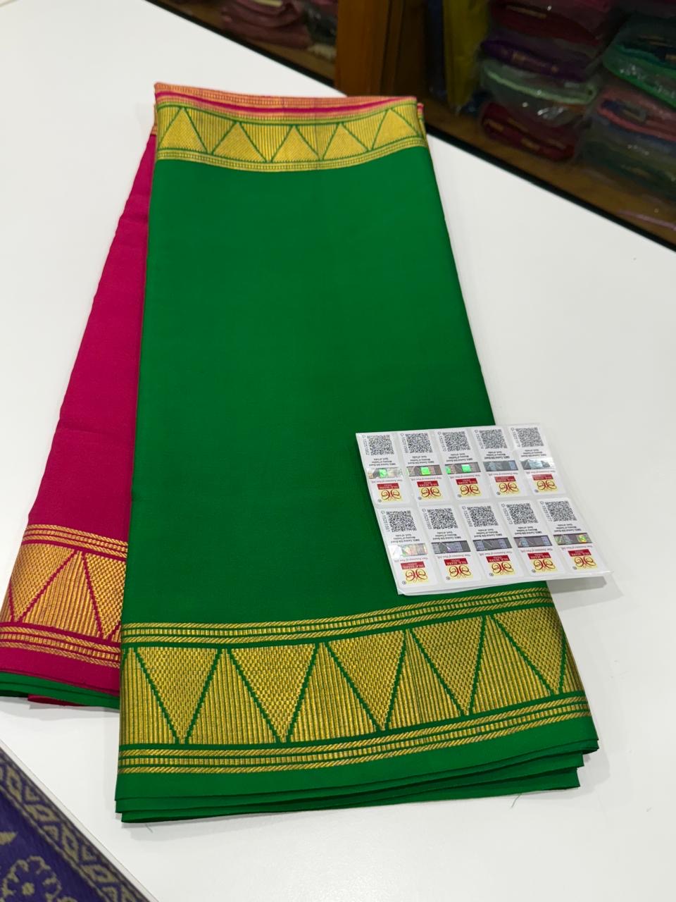 Mysore silk saree half and half pattern