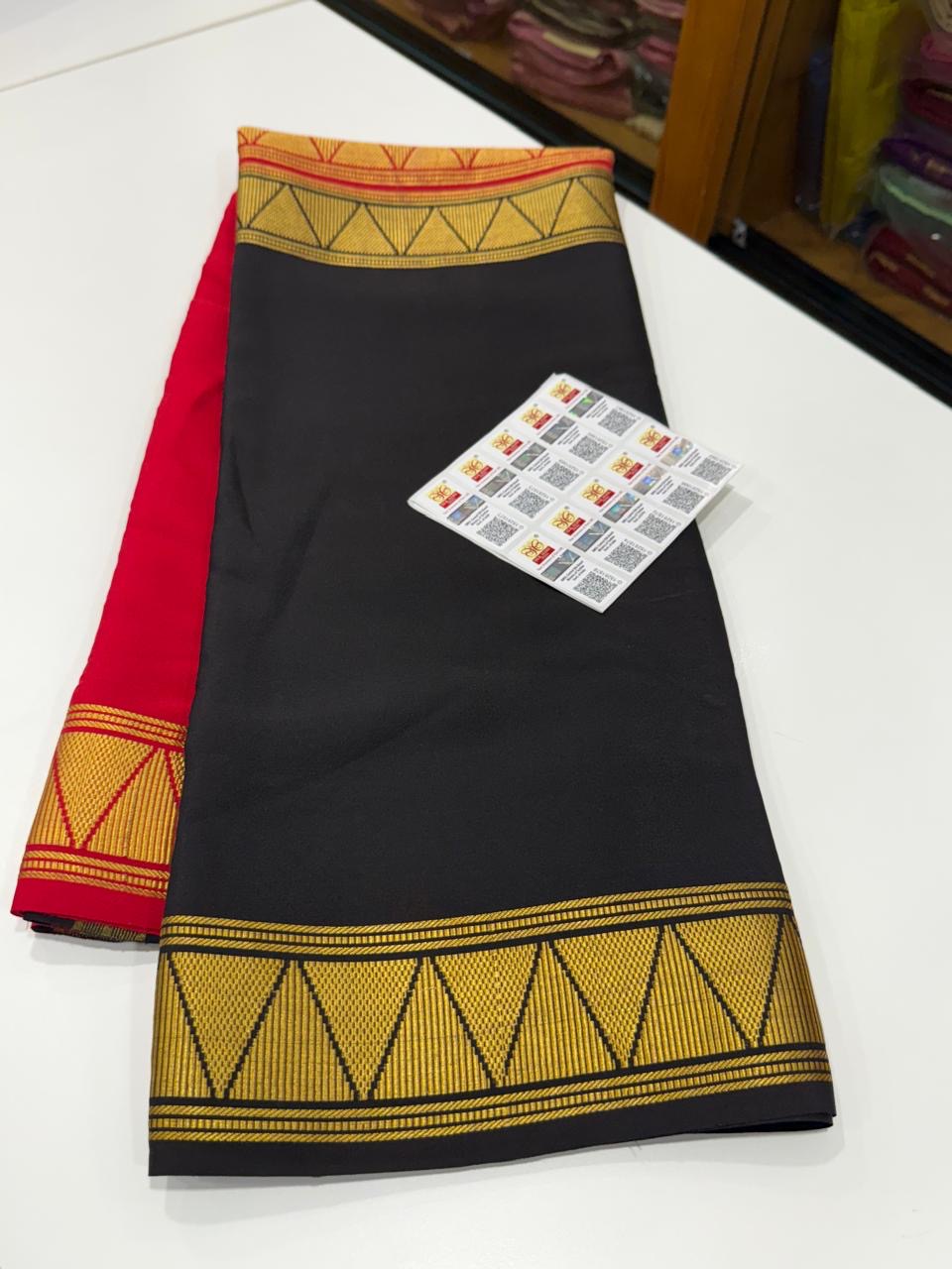 Mysore silk saree half and half pattern