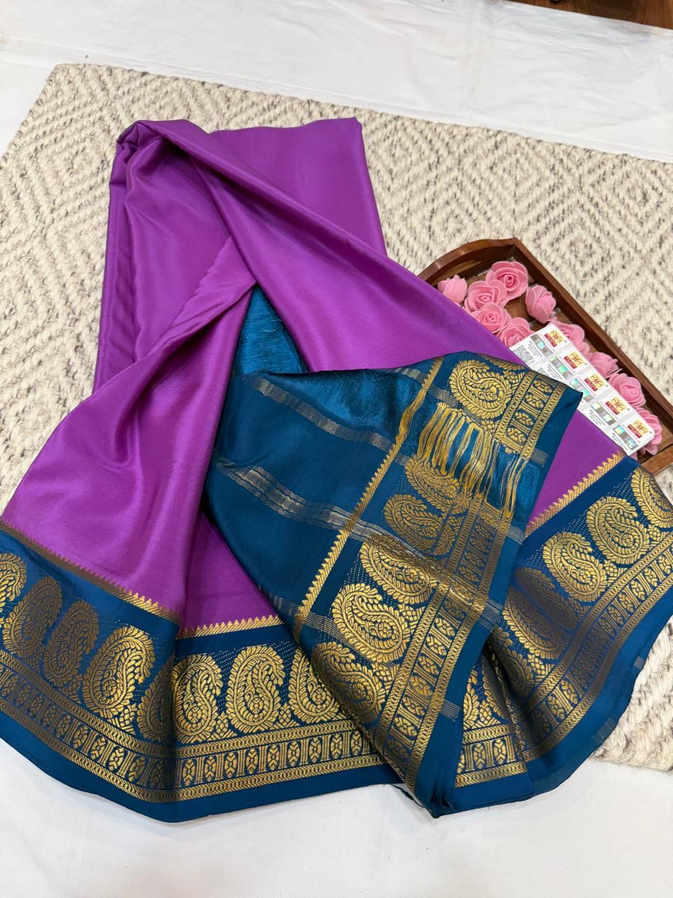 Mysore silk sarees contrast pattern