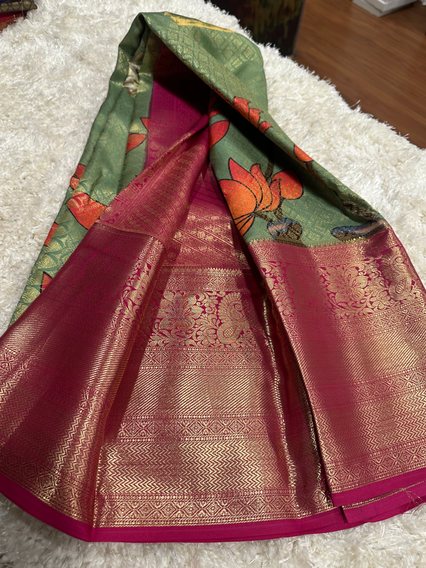 Pure digital print Kanjivaram silk sarees