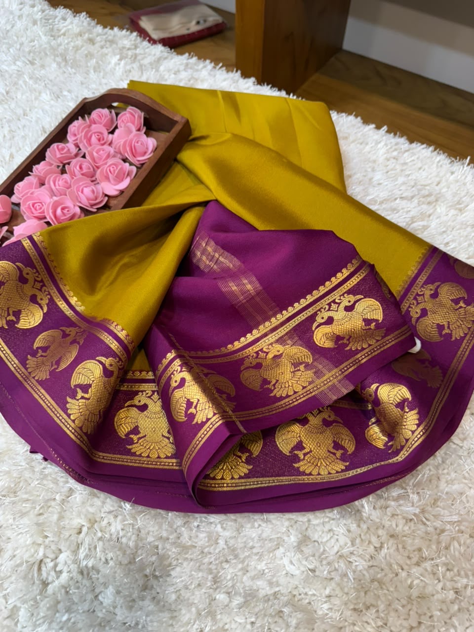 Mysore silk sarees contrast pattern