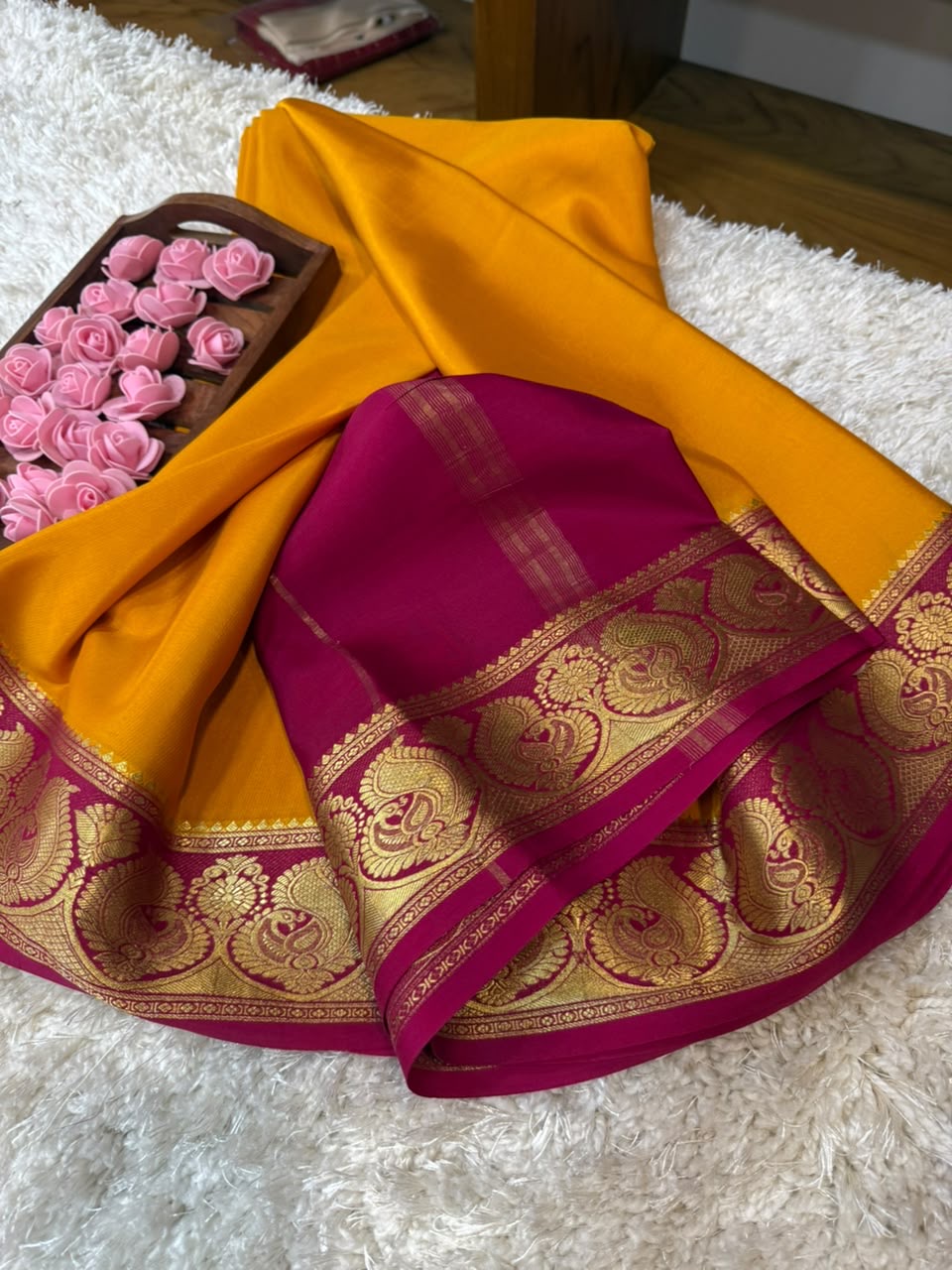 Mysore silk sarees contrast pattern