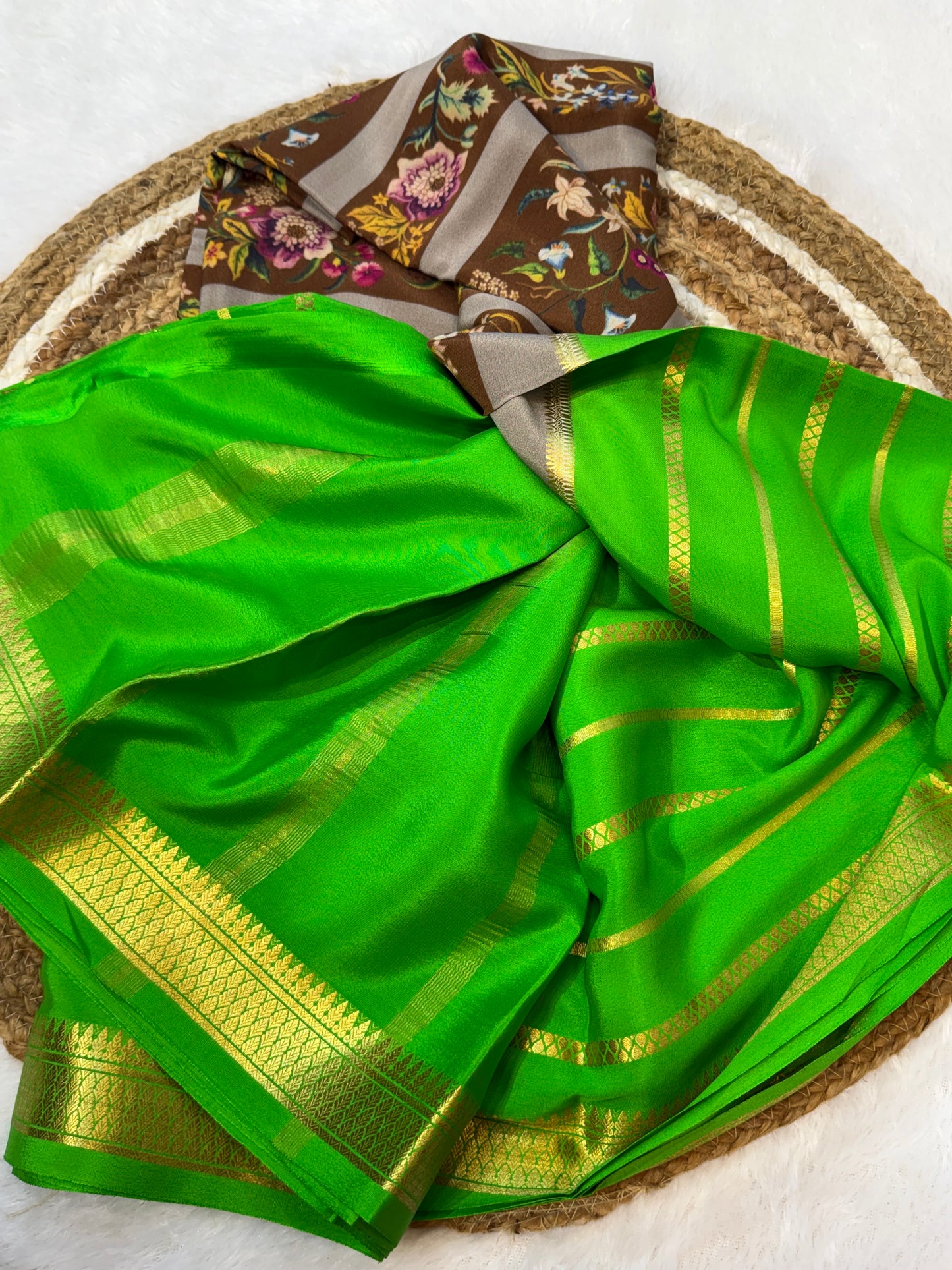 Printed Mysore silk saree