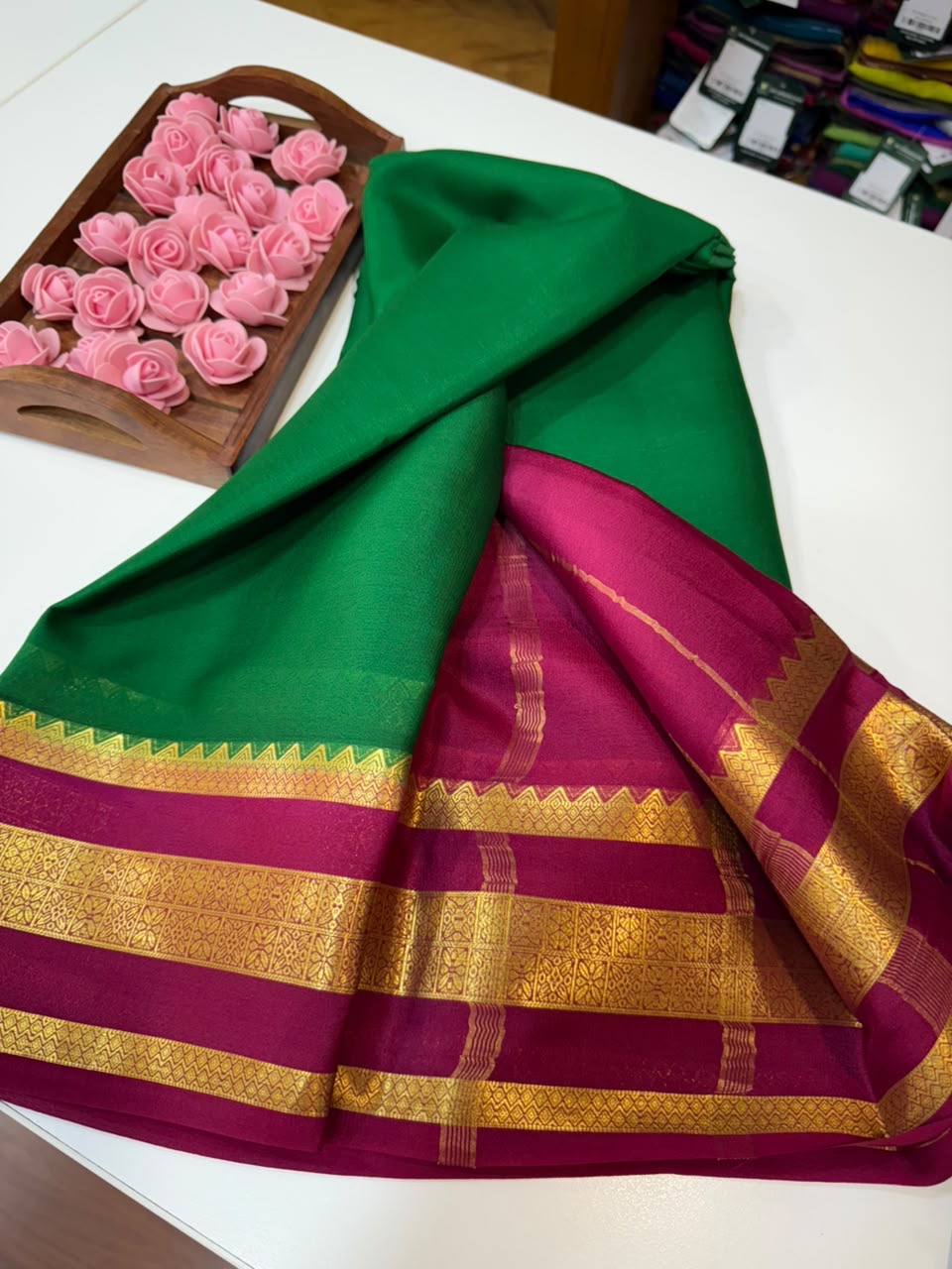 Mysore silk sarees light weight pattern